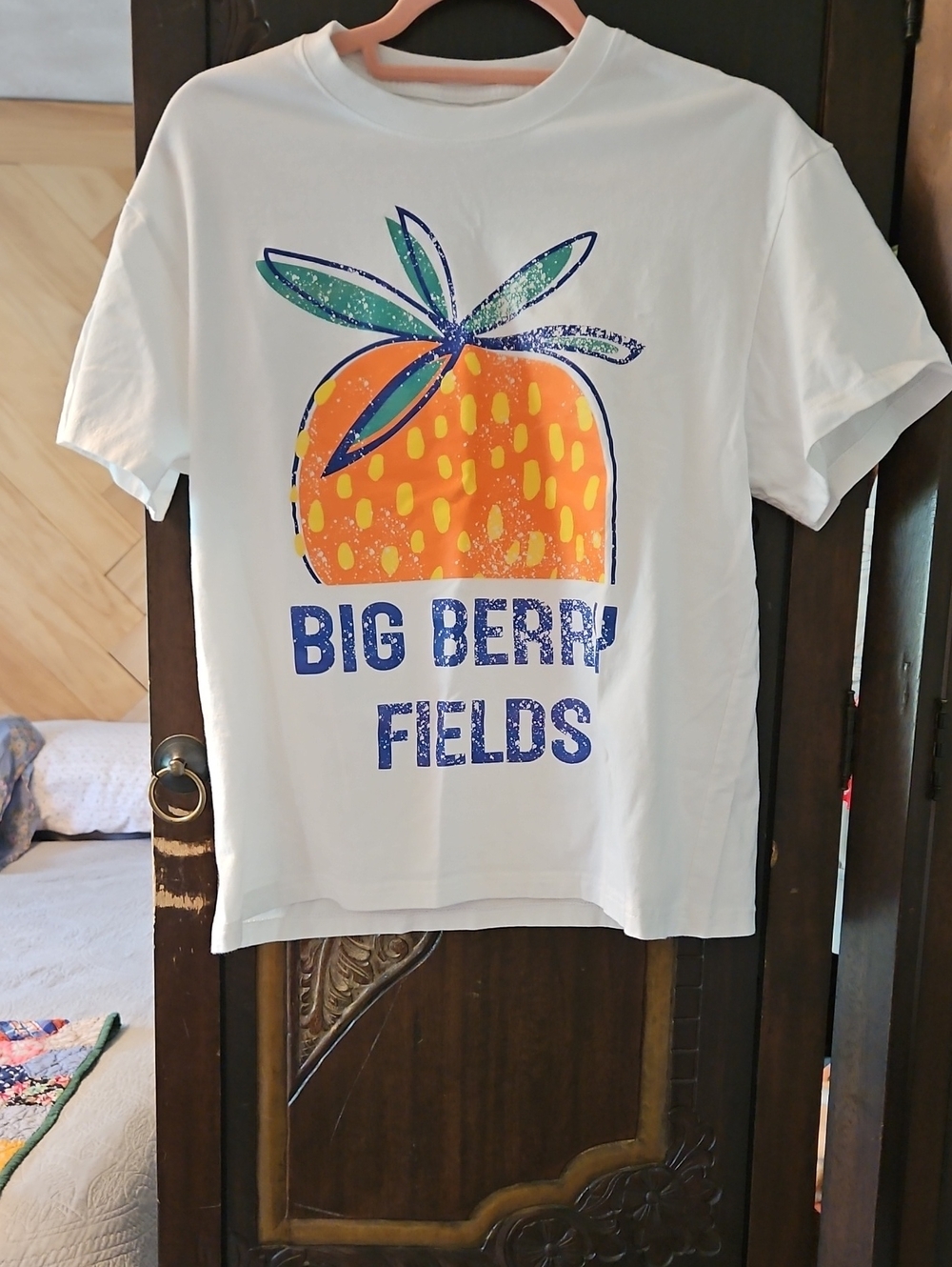 Source Unknown White Tee with Orange Berry Graphic